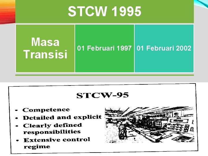 STCW 1995 Masa Transisi 01 Februari 1997 01 Februari 2002 