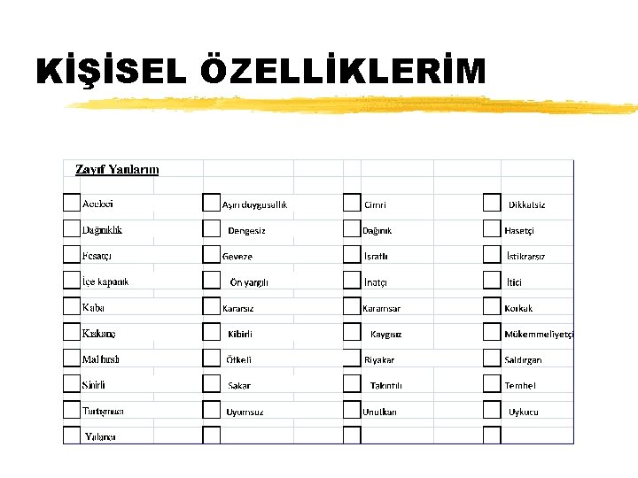 KİŞİSEL ÖZELLİKLERİM 