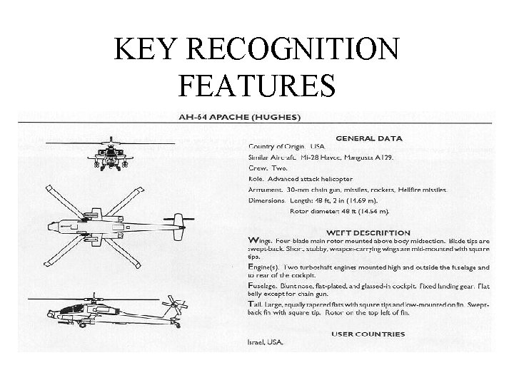 KEY RECOGNITION FEATURES 