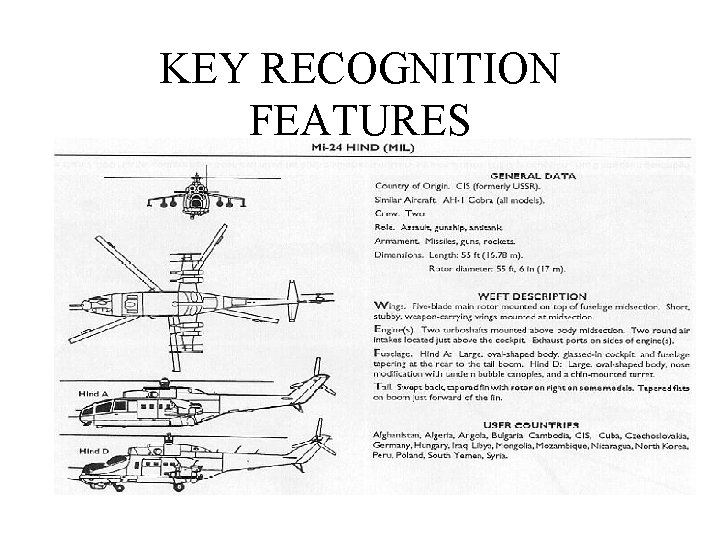 KEY RECOGNITION FEATURES 