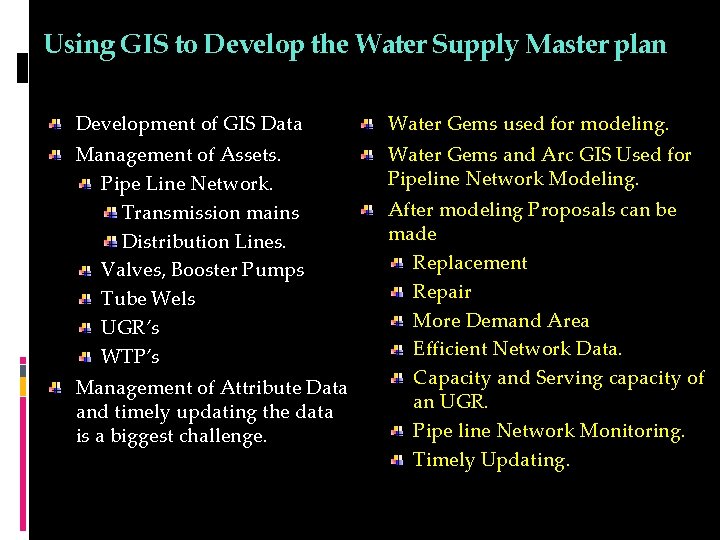 MASTER PLAN FOR DELHI WATER SUPPLY Responding to