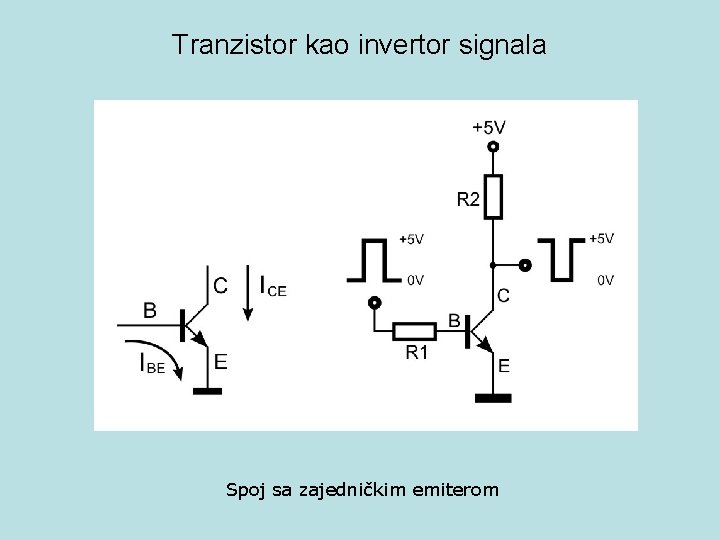 Tranzistor kao invertor signala Spoj sa zajedničkim emiterom 