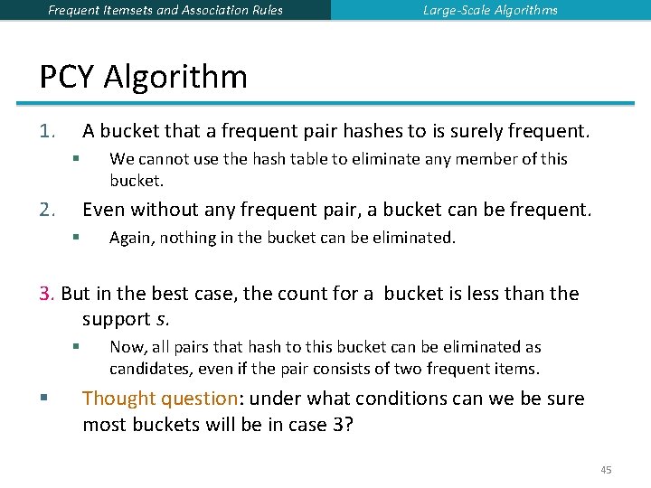 Frequent Itemsets and Association Rules Large-Scale Algorithms PCY Algorithm 1. A bucket that a Frequent Itemsets and Association Rules Large-Scale Algorithms PCY Algorithm 1. A bucket that a