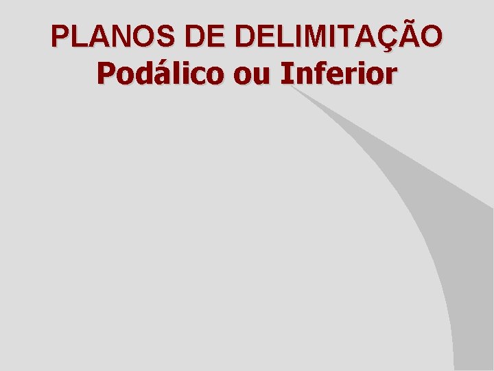PLANOS DE DELIMITAÇÃO Podálico ou Inferior 