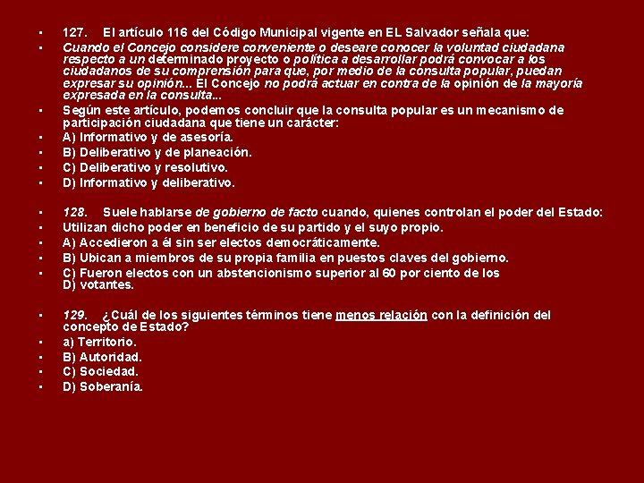  • • 127. El artículo 116 del Código Municipal vigente en EL Salvador