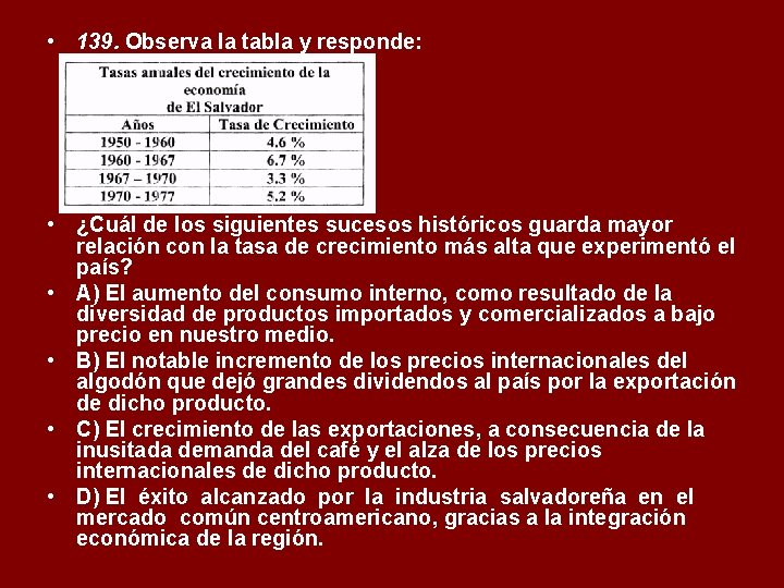  • 139. Observa la tabla y responde: • ¿Cuál de los siguientes sucesos