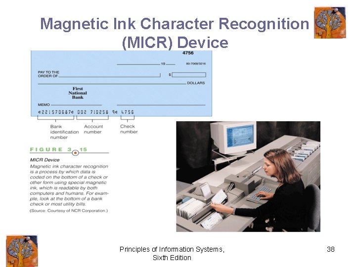 Magnetic Ink Character Recognition (MICR) Device Principles of Information Systems, Sixth Edition 38 