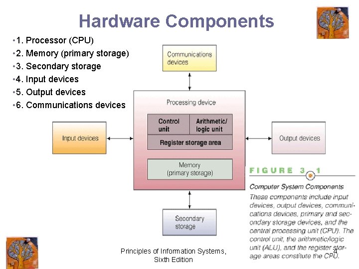 Hardware Components • 1. Processor (CPU) • 2. Memory (primary storage) • 3. Secondary