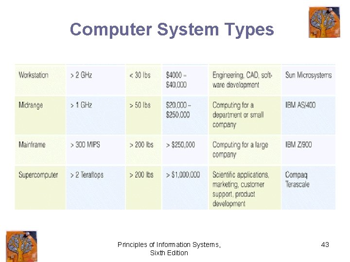 Computer System Types Principles of Information Systems, Sixth Edition 43 