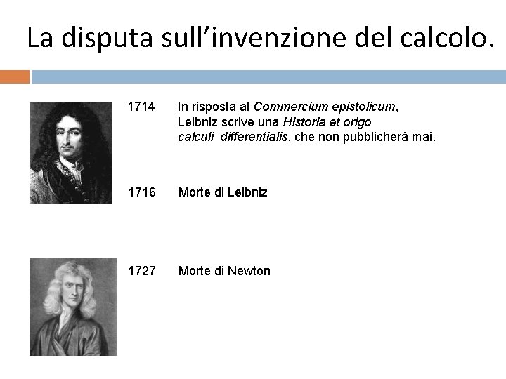 La disputa sull’invenzione del calcolo. 1714 In risposta al Commercium epistolicum, Leibniz scrive una