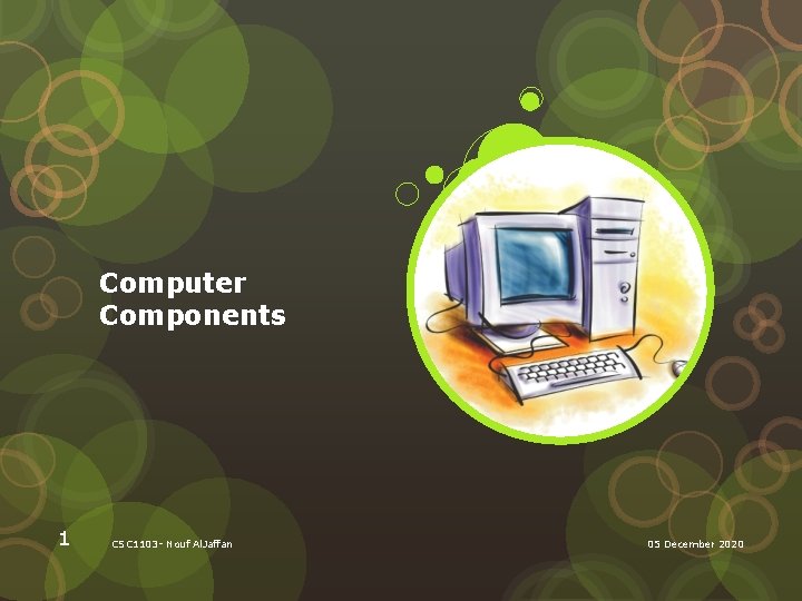 Computer Components 1 CSC 1103 - Nouf Al. Jaffan 05 December 2020 