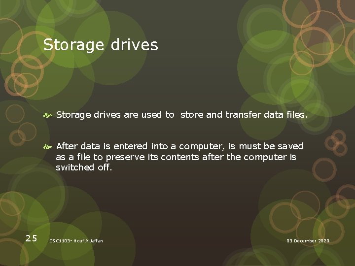 Storage drives are used to store and transfer data files. After data is entered