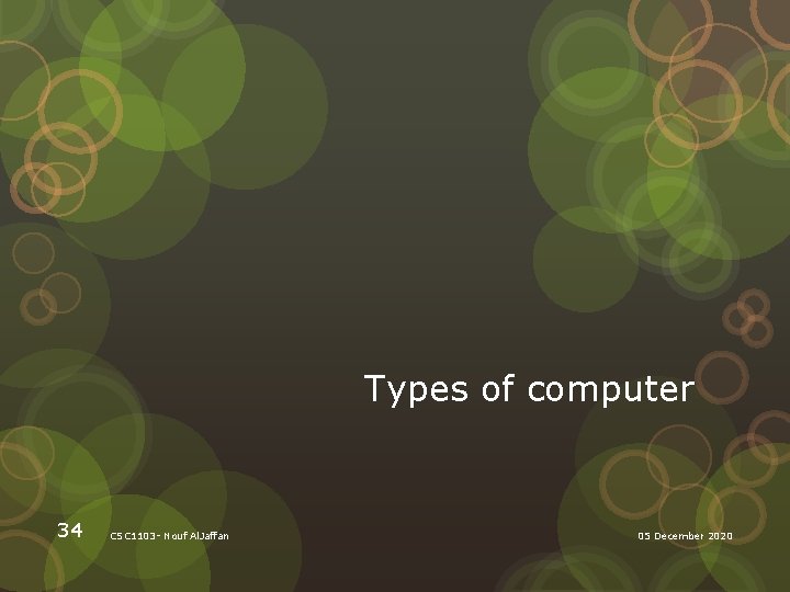 Types of computer 34 CSC 1103 - Nouf Al. Jaffan 05 December 2020 