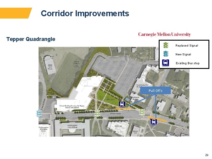 Corridor Improvements Tepper Quadrangle Replaced Signal New Signal Existing Bus stop Pull Offs 29
