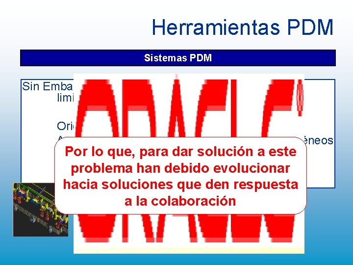 Herramientas PDM Sistemas PDM Sin Embargo, las soluciones PDM tienen ciertas limitaciones en algunas Herramientas PDM Sistemas PDM Sin Embargo, las soluciones PDM tienen ciertas limitaciones en algunas