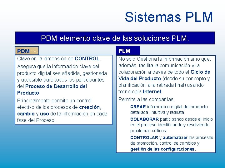 Sistemas PLM PDM elemento clave de las soluciones PLM. PDM PLM Clave en la Sistemas PLM PDM elemento clave de las soluciones PLM. PDM PLM Clave en la