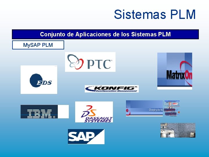 Sistemas PLM Conjunto de Aplicaciones de los Sistemas PLM My. SAP PLM Sistemas PLM Conjunto de Aplicaciones de los Sistemas PLM My. SAP PLM