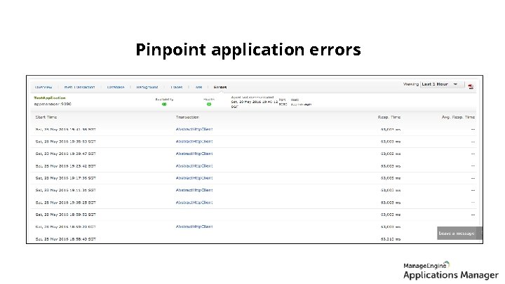 Pinpoint application errors 