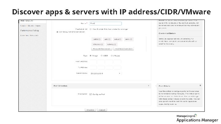 Discovery Discover apps & servers with IP address/CIDR/VMware 