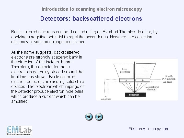 Introduction to scanning electron microscopy Detectors: backscattered electrons Backscattered electrons can be detected using