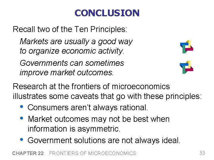 CONCLUSION Recall two of the Ten Principles: Markets are usually a good way to