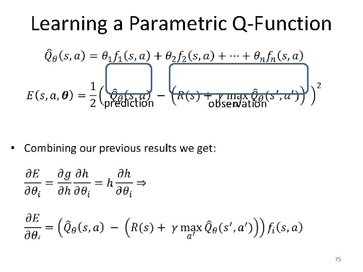 Learning a Parametric Q-Function • prediction observation 75 