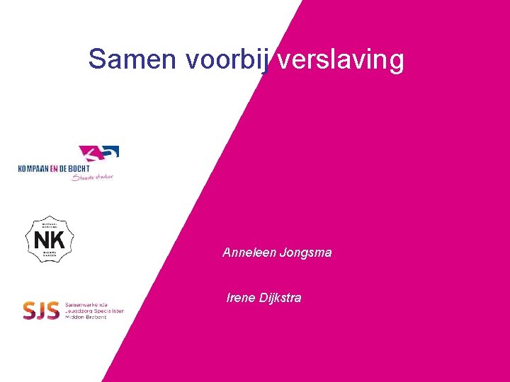 Samen voorbij verslaving Anneleen Jongsma Irene Dijkstra 