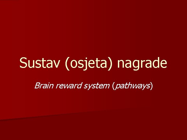 Sustav (osjeta) nagrade Brain reward system (pathways) 