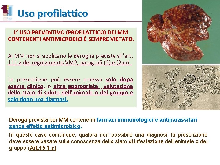 Uso profilattico L’ USO PREVENTIVO (PROFILATTICO) DEI MM CONTENENTI ANTIMICROBICI È SEMPRE VIETATO. Ai