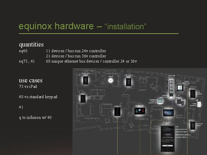 equinox hardware – “installation” quantities eq 40 eq 73 , 41 11 devices /