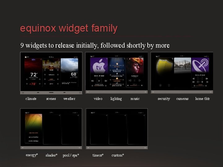 equinox widget family 9 widgets to release initially, followed shortly by more climate scenes