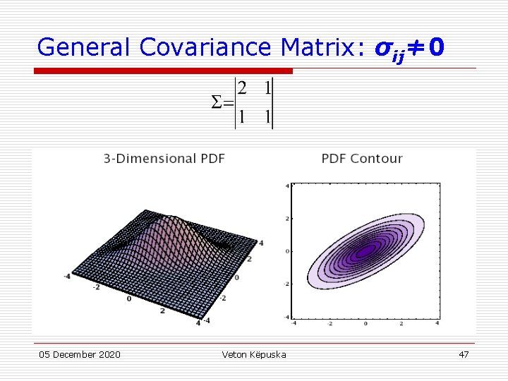 General Covariance Matrix: σij≠ 0 05 December 2020 Veton Këpuska 47 