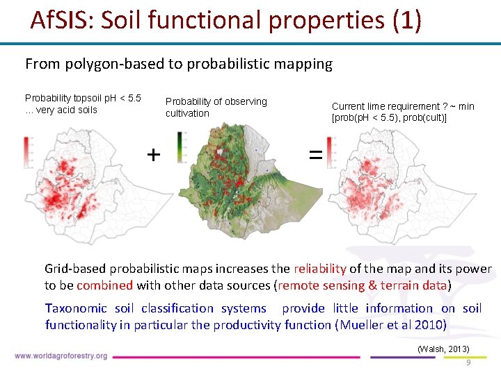 Af. SIS: Soil functional properties (1) From polygon-based to probabilistic mapping Probability topsoil p. Af. SIS: Soil functional properties (1) From polygon-based to probabilistic mapping Probability topsoil p.
