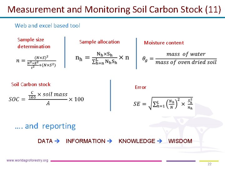 Measurement and Monitoring Soil Carbon Stock (11) Web and excel based tool Sample size Measurement and Monitoring Soil Carbon Stock (11) Web and excel based tool Sample size