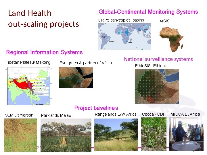 Land Health out-scaling projects Global-Continental Monitoring Systems CRP 5 pan-tropical basins Regional Information Systems Land Health out-scaling projects Global-Continental Monitoring Systems CRP 5 pan-tropical basins Regional Information Systems