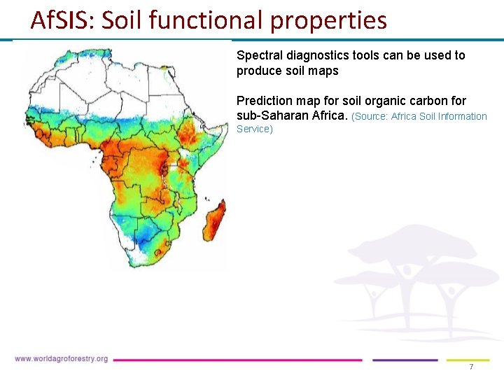 Af. SIS: Soil functional properties Spectral diagnostics tools can be used to produce soil Af. SIS: Soil functional properties Spectral diagnostics tools can be used to produce soil