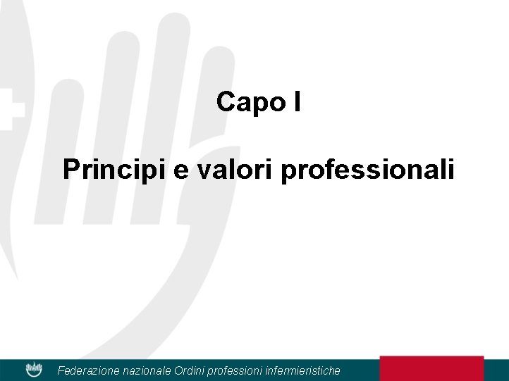 Capo I Principi e valori professionali Federazione nazionale Ordini professioni infermieristiche 