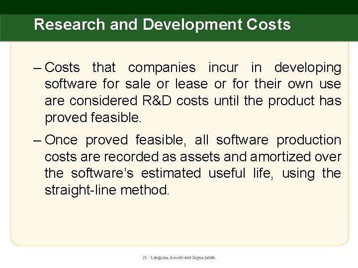 Research and Development Costs – Costs that companies incur in developing software for sale