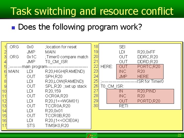 Task switching and resource conflict n 1 2 3 4 5 6 7 8
