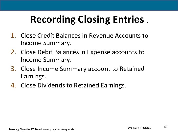 Recording Closing Entries 1 1. Close Credit Balances in Revenue Accounts to Income Summary.