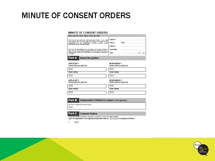 MINUTE OF CONSENT ORDERS 