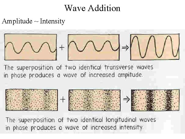 Wave Addition Amplitude ~ Intensity 
