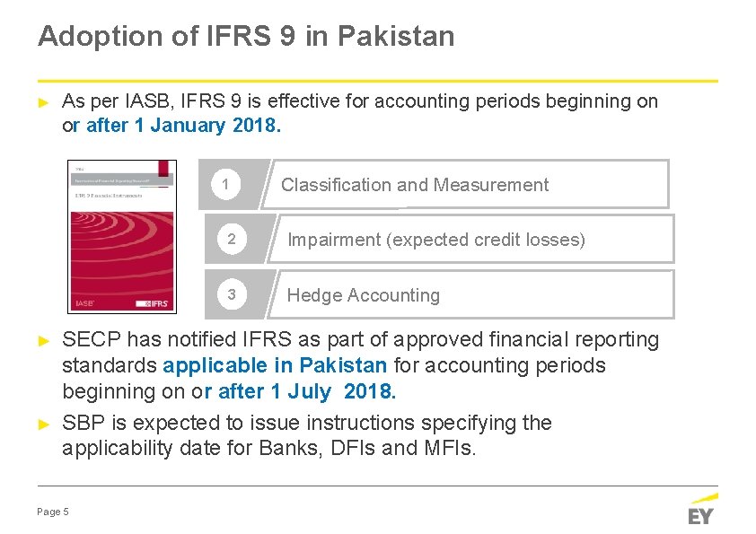 Adoption of IFRS 9 in Pakistan ► As per IASB, IFRS 9 is effective