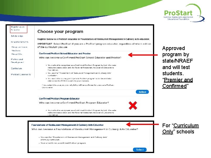 Approved program by state/NRAEF and will test students. “Premier and Confirmed” For “Curriculum Only”