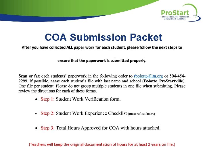 COA Submission Packet 