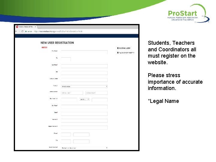 Students, Teachers and Coordinators all must register on the website. Please stress importance of