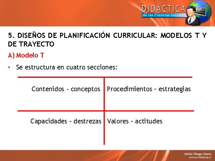 5. DISEÑOS DE PLANIFICACIÓN CURRICULAR: MODELOS T Y DE TRAYECTO A) Modelo T •