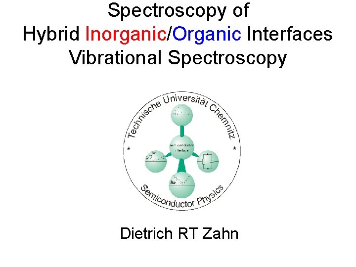 Spectroscopy of Hybrid Inorganic/Organic Interfaces Vibrational Spectroscopy Dietrich RT Zahn 