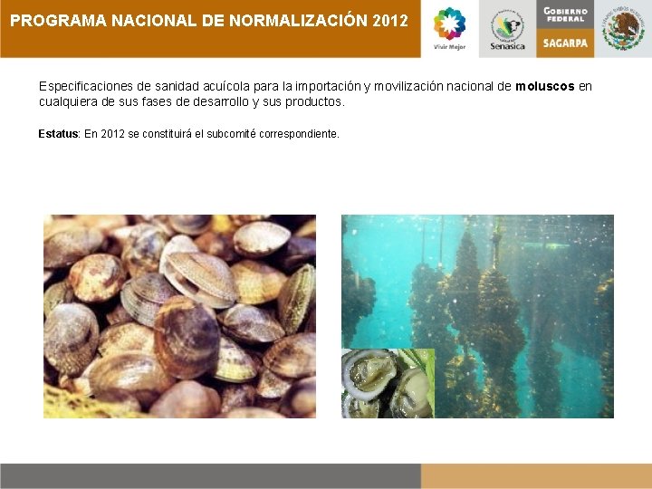PROGRAMA NACIONAL DE NORMALIZACIÓN 2012 Especificaciones de sanidad acuícola para la importación y movilización
