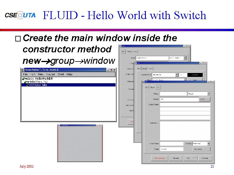 FLUID - Hello World with Switch � Create the main window inside the constructor